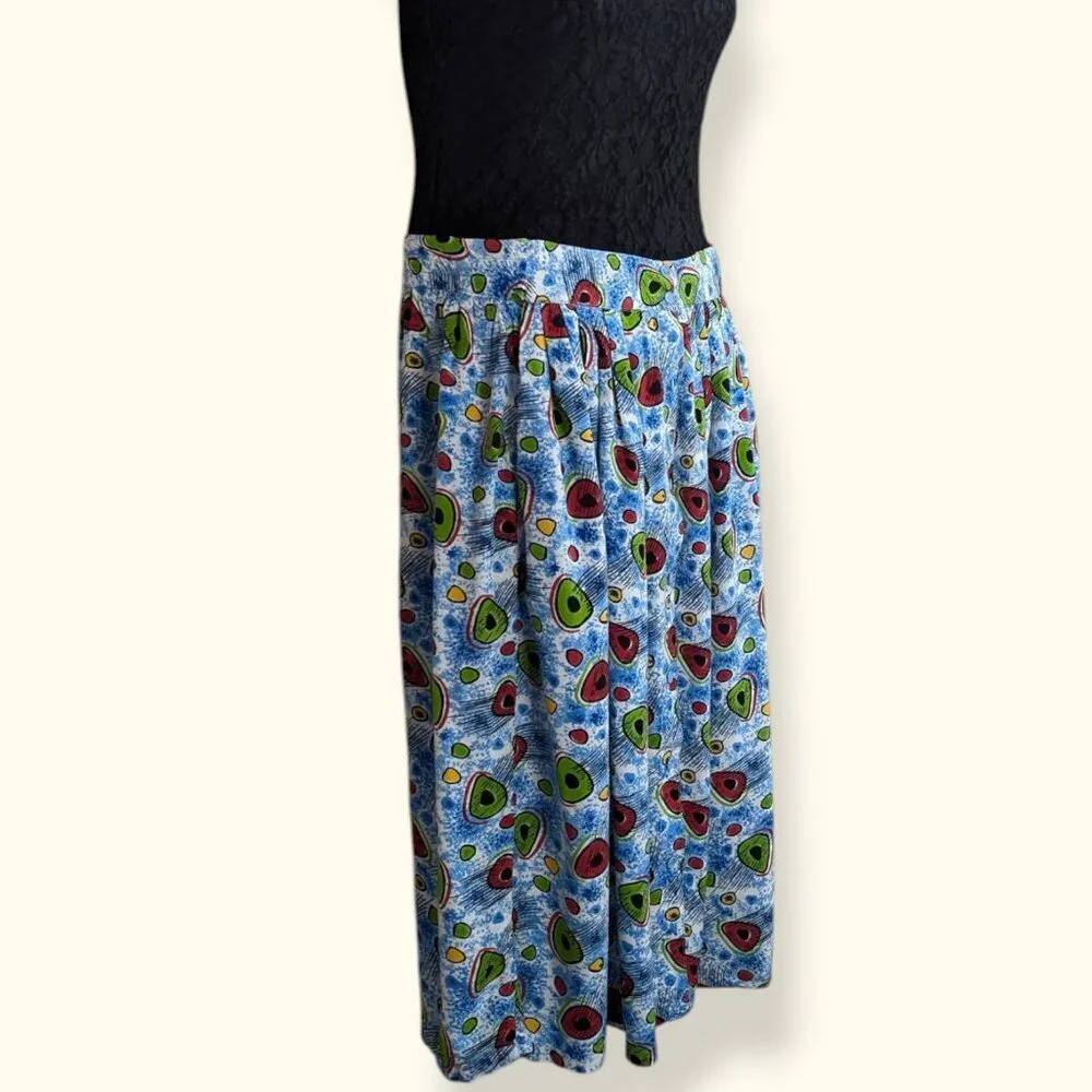 V. RDS Abstract Front Button Rayon Skirt - Picture 3 of 7